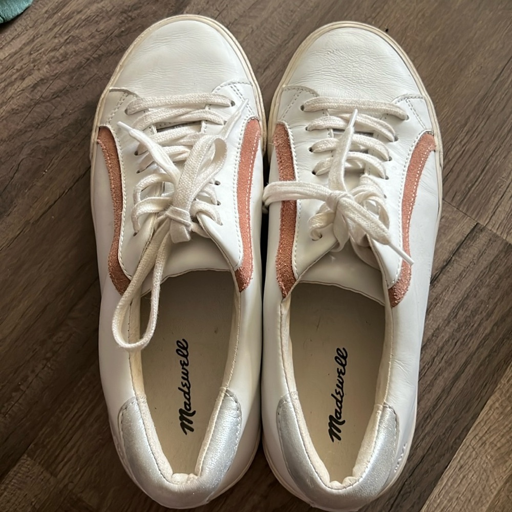 Madewell White and Pink Sneakers